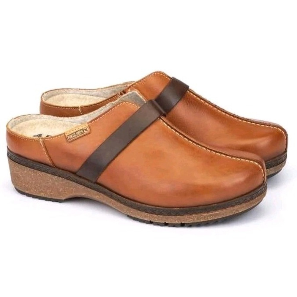 PIKOLINOS Granada Women’s Size 40 9-9 1/2 Brandy Calf Skin Leather Clogs Strap